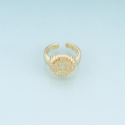18K Gold Filled Saint Benedict Ring,Religious Beliefs Ring Bracelet Necklace for DIY Jewelry Making Supply