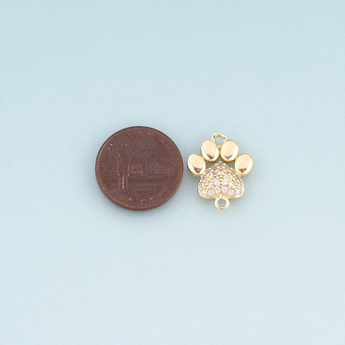 18K Gold Filled Cubic Zirconia Paw Connector for Jewelry Making