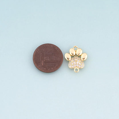 18K Gold Filled Cubic Zirconia Paw Connector for Jewelry Making