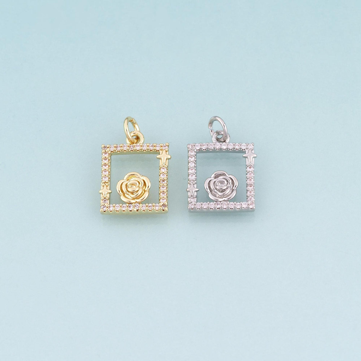 18K Gold Filled Cubic Zirconia Charm Pendant for Jewelry Making