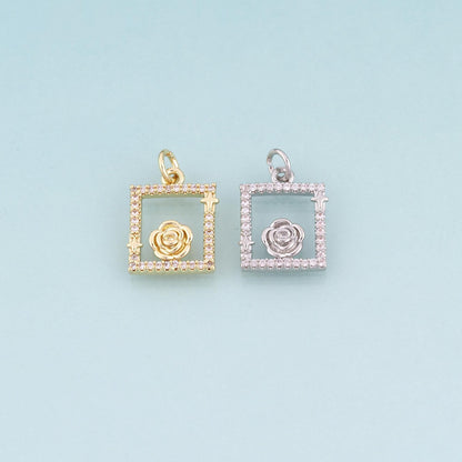 18K Gold Filled Cubic Zirconia Charm Pendant for Jewelry Making