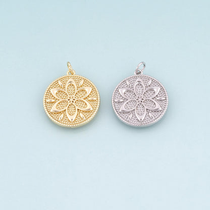 18K Gold Filled Flower Charm Pendant for Jewelry Making