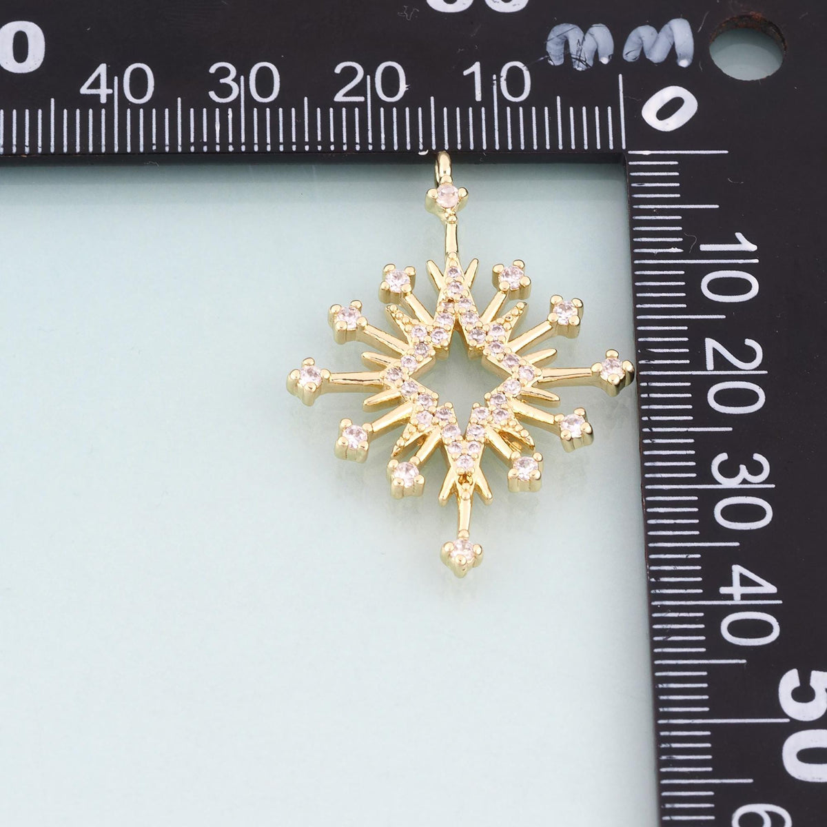18K Gold Filled CZ North Star Pendant,Celestial Charm Bracelet Necklace for DIY Jewelry Making Supply