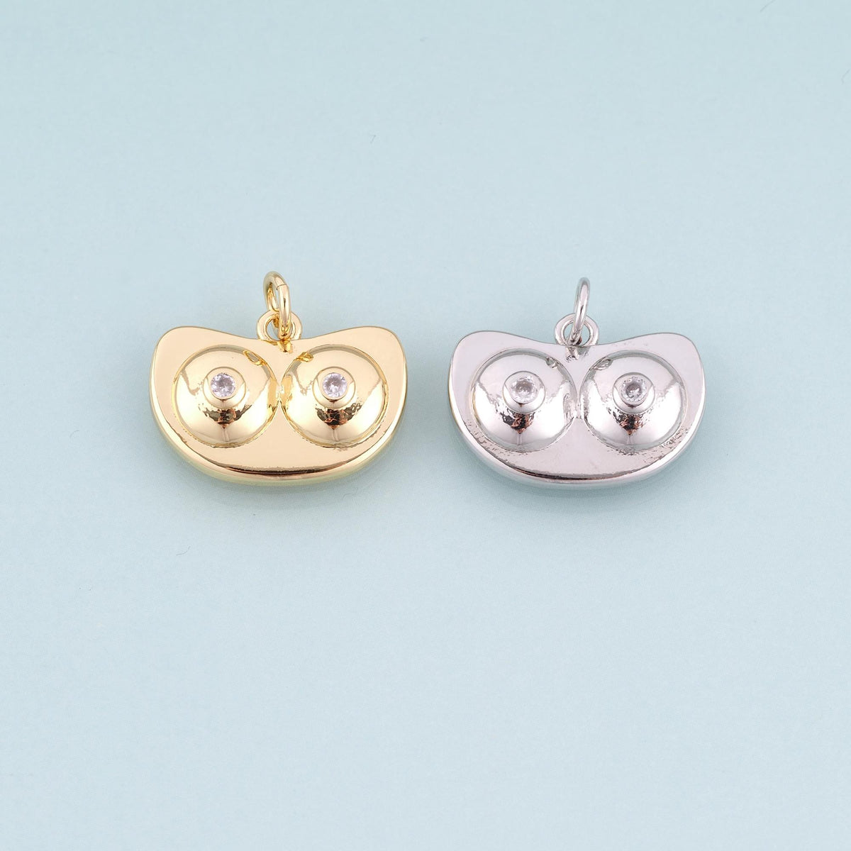 18K Gold Filled CZ Owl Pendant,Minimalist Owl Charm Bracelet Necklace for DIY Jewelry Making Supply