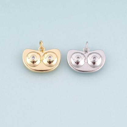 18K Gold Filled CZ Owl Pendant,Minimalist Owl Charm Bracelet Necklace for DIY Jewelry Making Supply