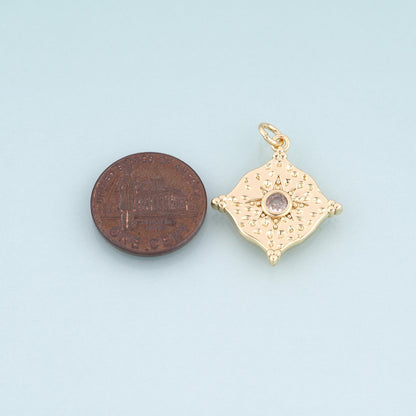 18K Gold Filled Cubic Zirconia North Star Charm Pendant for Jewelry Making