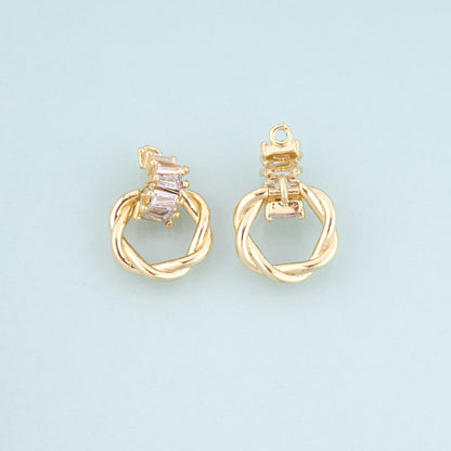 18K Gold Filled Cubic Zirconia Charm Pendant for Jewelry Making