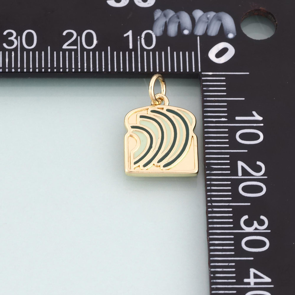 18K Gold Filled Enamel Avocado Toast Pendant,Fresh ins Style Charm Bracelet Necklace for DIY Jewelry Making Supply