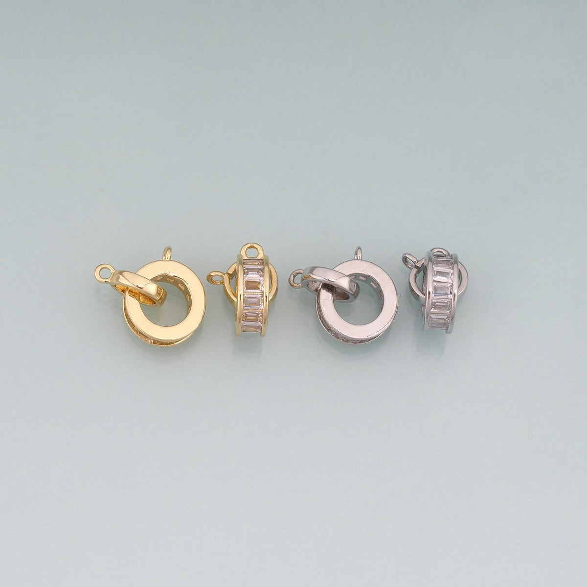 18K Gold Filled CZ Double Ring Connector,Round Connector Bracelet Necklace for DIY Jewelry Making Supply