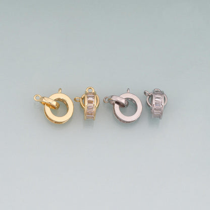 18K Gold Filled CZ Double Ring Connector,Round Connector Bracelet Necklace for DIY Jewelry Making Supply