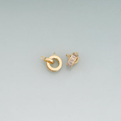 18K Gold Filled Cubic Zirconia Round Connector for Jewelry Making