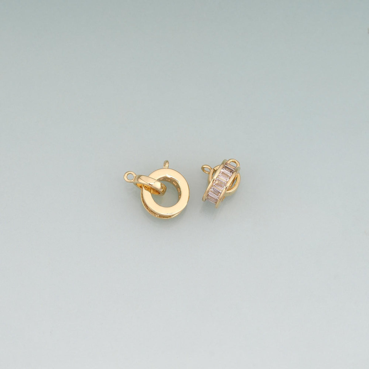 18K Gold Filled CZ Double Ring Connector,Round Connector Bracelet Necklace for DIY Jewelry Making Supply