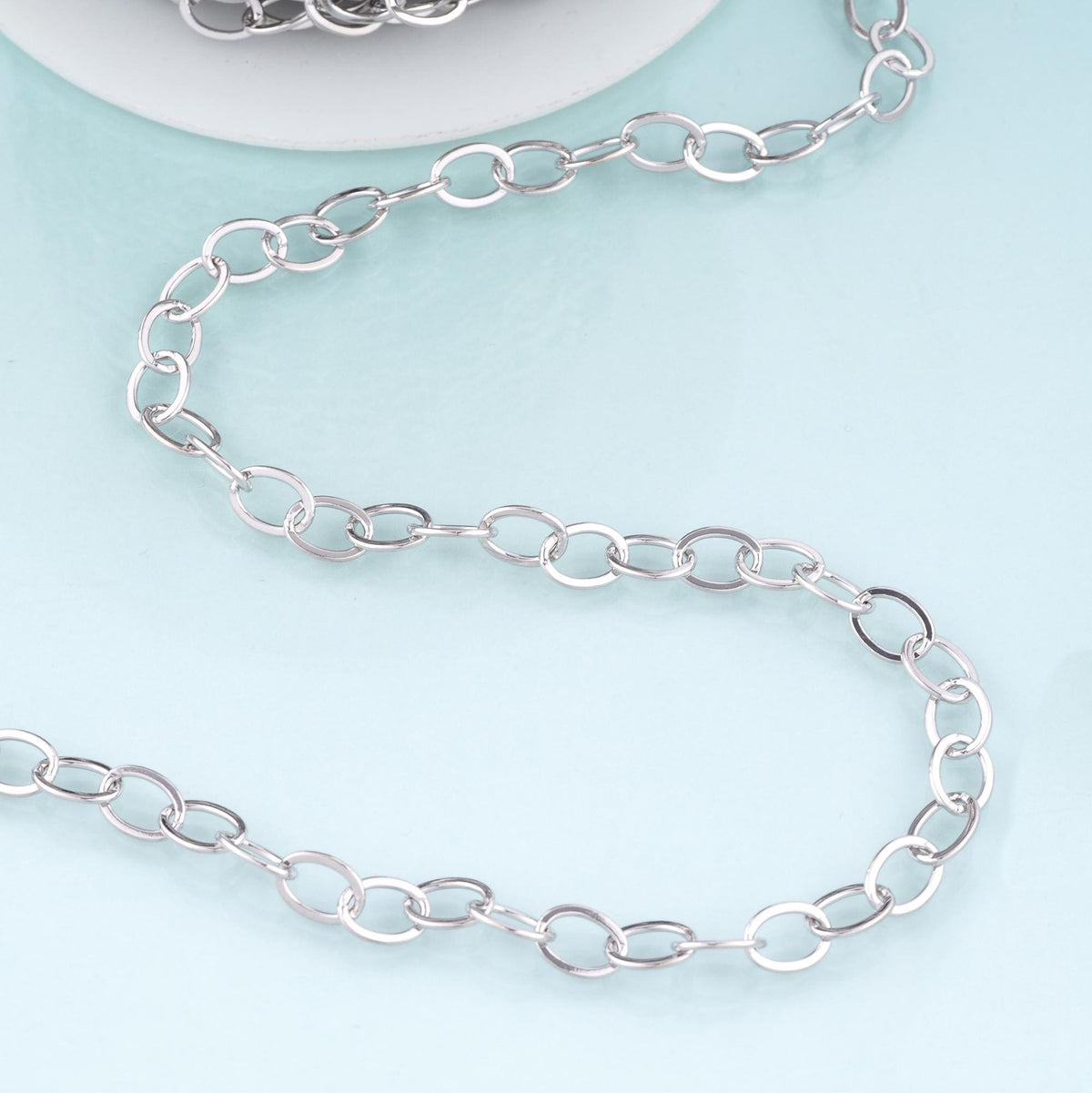 18K Gold Filled Oval Chain,Oval Chain Bracelet Necklace for DIY Jewelry Making Supply