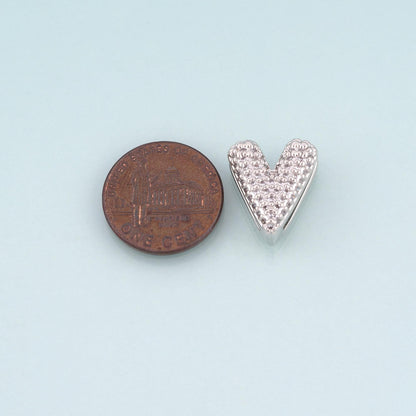 18K Gold Filled Cubic Zirconia Heart Spacer Beads for Jewelry Making