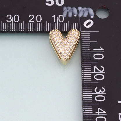18K Gold Filled Cubic Zirconia Heart Spacer Beads for Jewelry Making