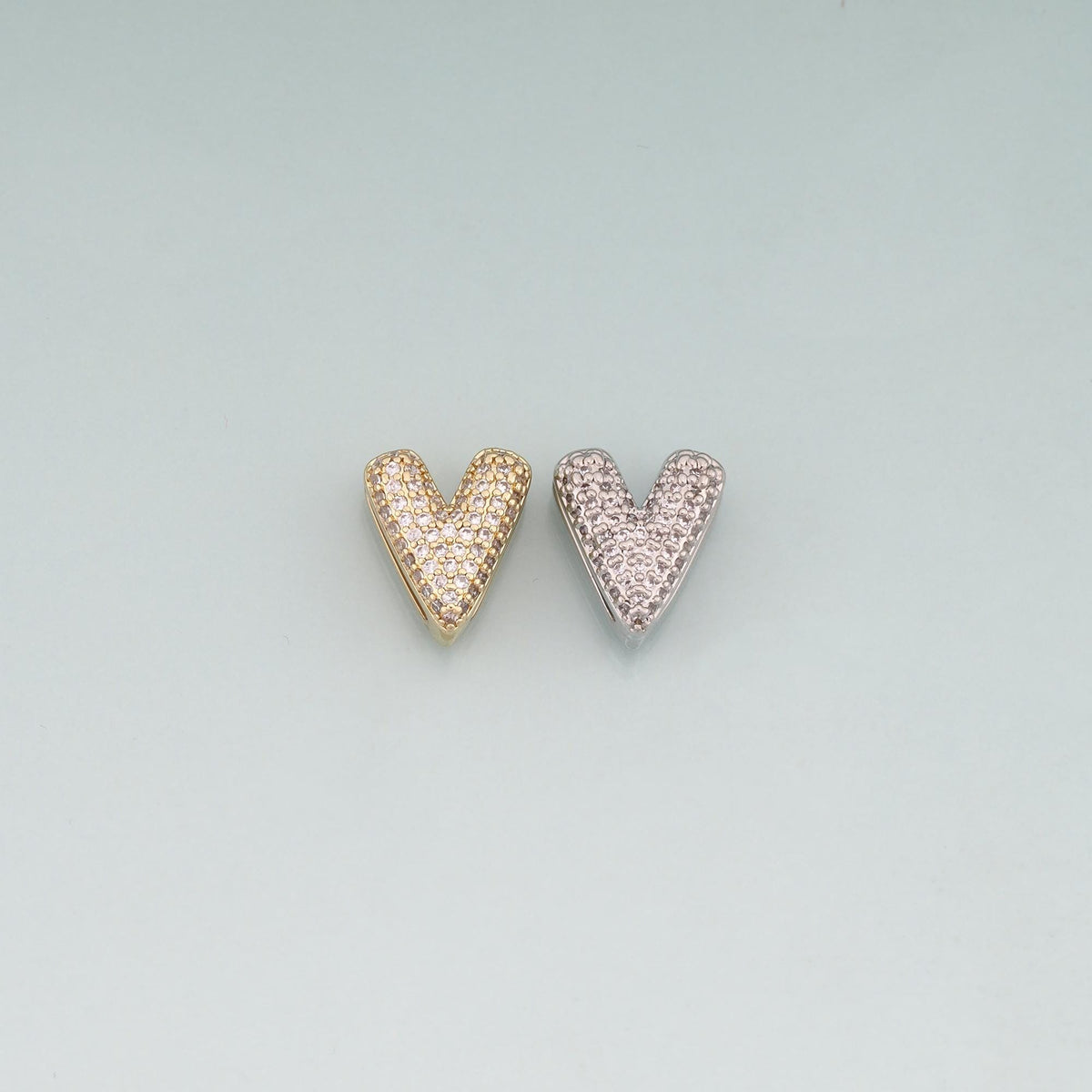 18K Gold Filled Cubic Zirconia Heart Spacer Beads for Jewelry Making