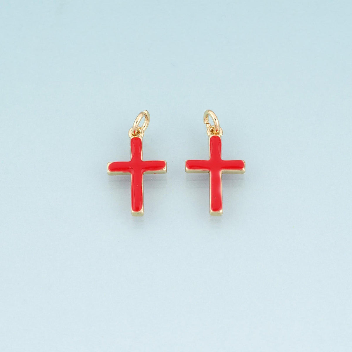 18K Gold Filled Enamel Cross Charm Pendant for Jewelry Making