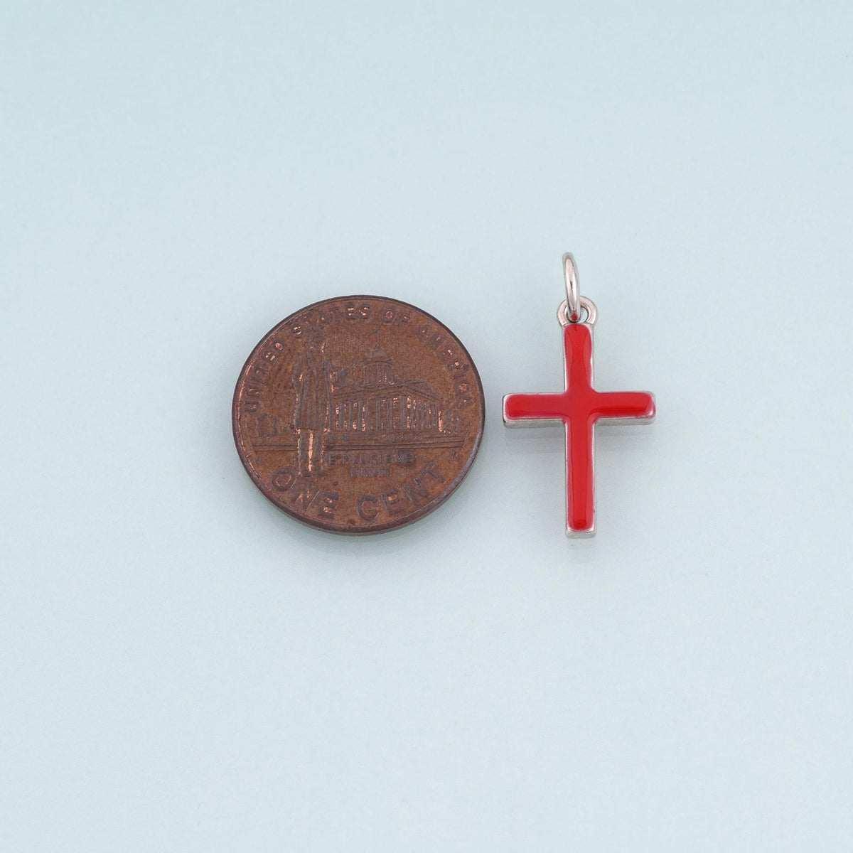 18K Gold Filled Enamel Cross Charm Pendant for Jewelry Making