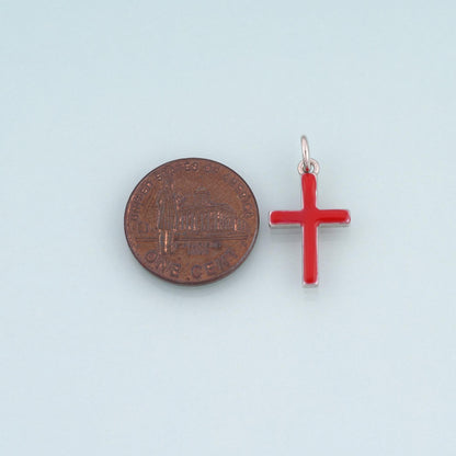18K Gold Filled Enamel Cross Charm Pendant for Jewelry Making