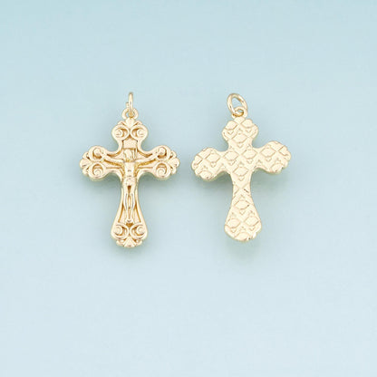 18K Gold Filled Cross Charm Pendant for Jewelry Making