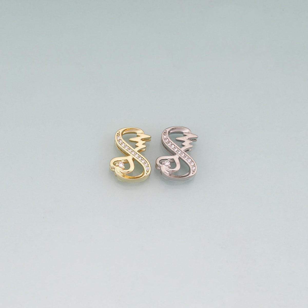 18K Gold Filled Cubic Zirconia Heart Spacer Beads for Jewelry Making