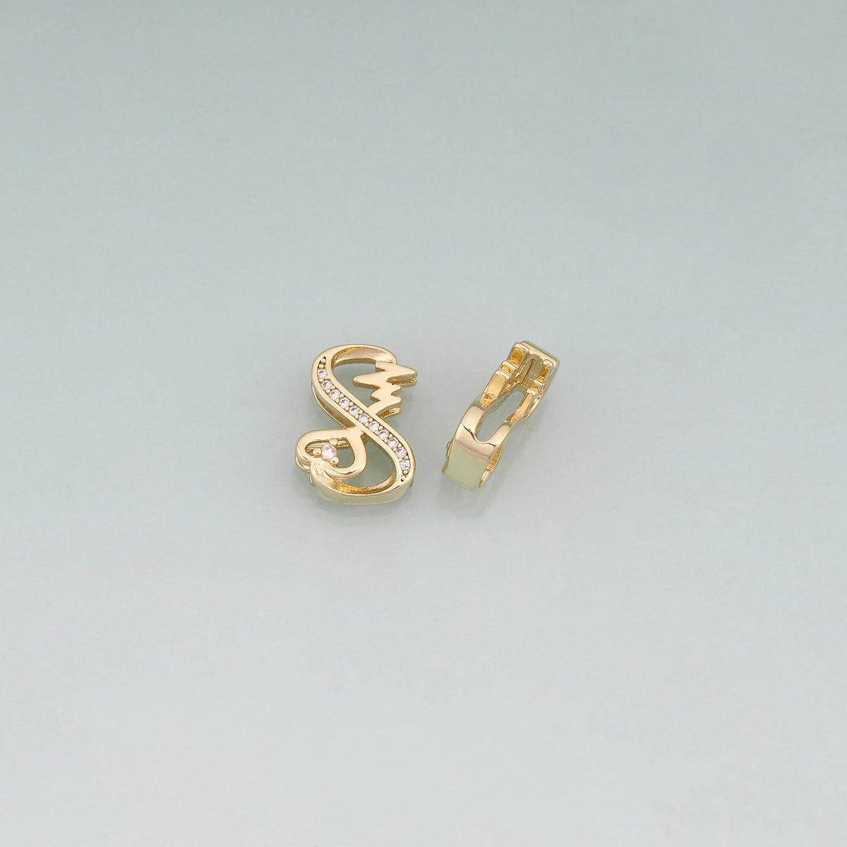 18K Gold Filled Cubic Zirconia Heart Spacer Beads for Jewelry Making