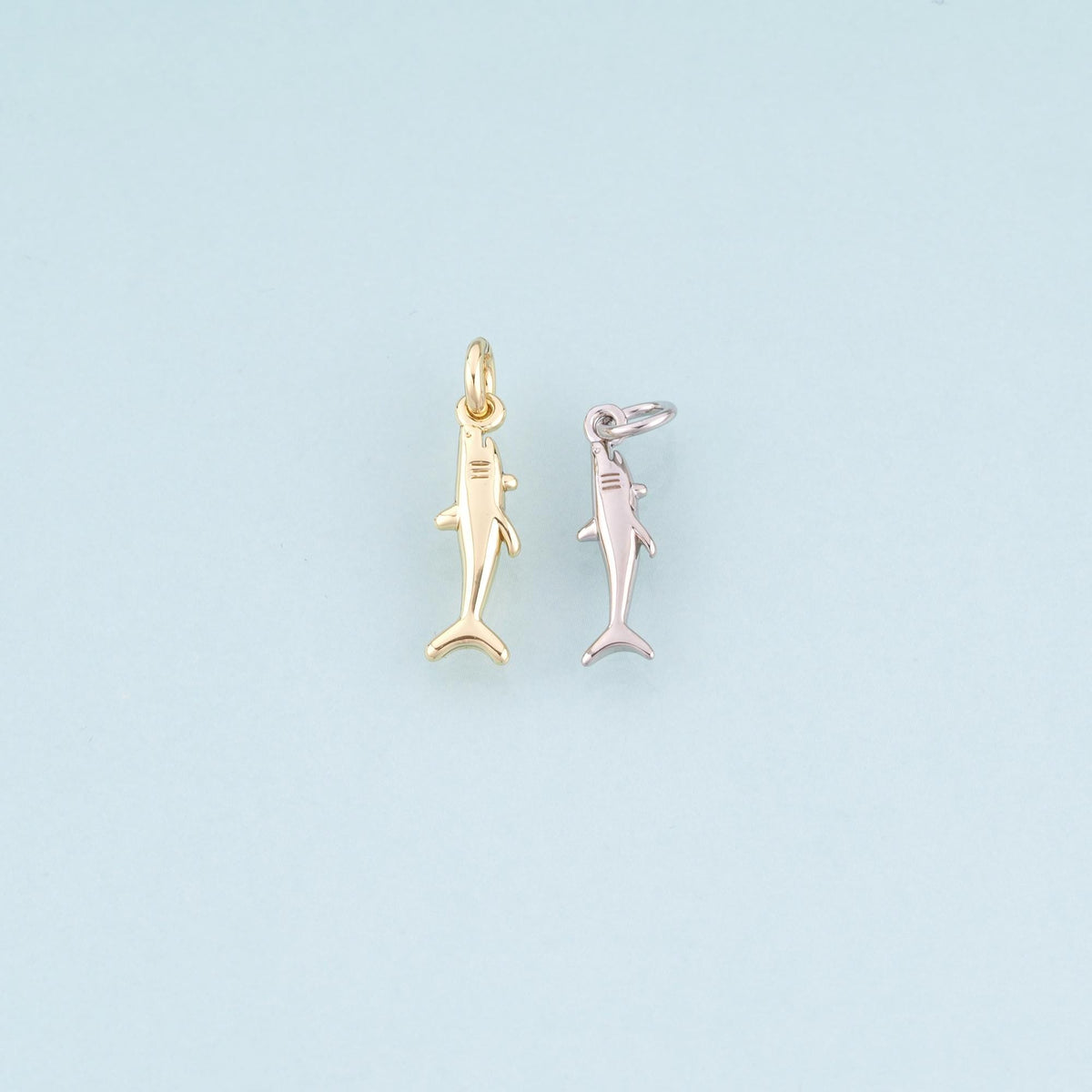 18K Gold Filled Shark Pendant,Marine Theme Charm Bracelet Necklace for DIY Jewelry Making Supply