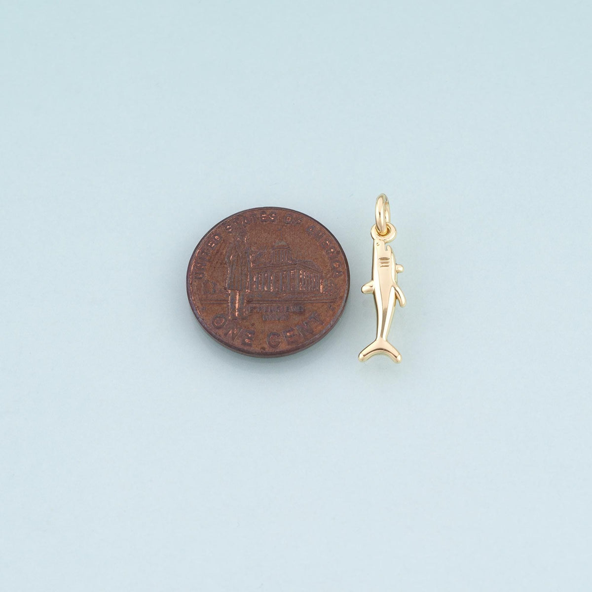 18K Gold Filled Shark Pendant,Marine Theme Charm Bracelet Necklace for DIY Jewelry Making Supply