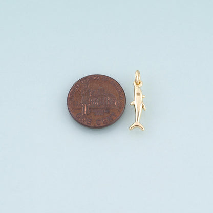 18K Gold Filled Shark Pendant,Marine Theme Charm Bracelet Necklace for DIY Jewelry Making Supply