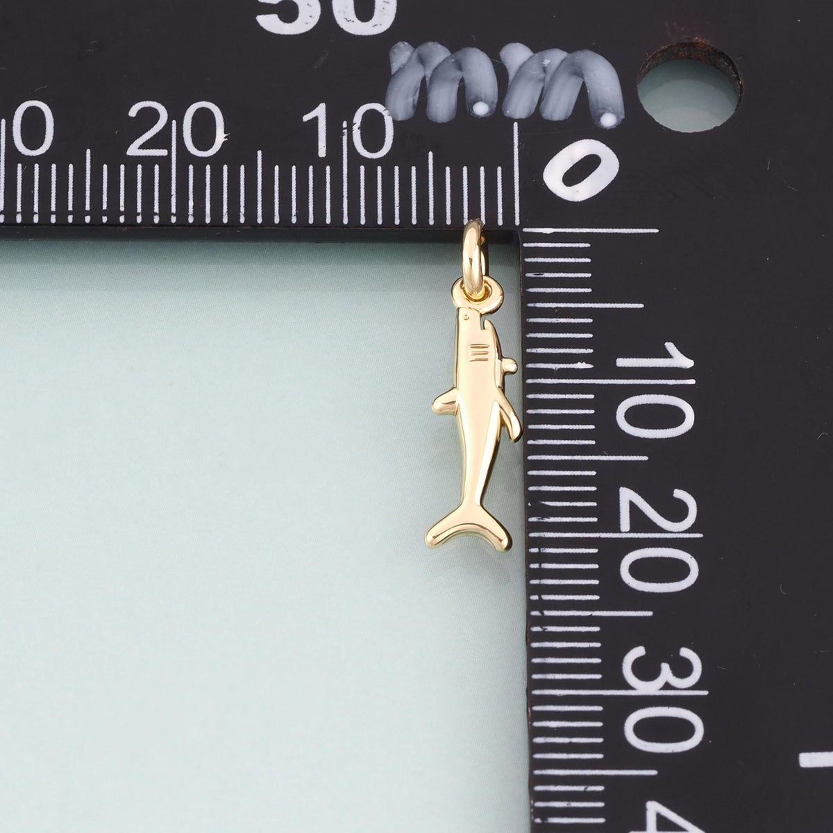 18K Gold Filled Shark Pendant,Marine Theme Charm Bracelet Necklace for DIY Jewelry Making Supply