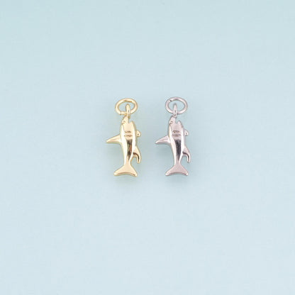 18K Gold Filled Shark Pendant,Marine Theme Charm Bracelet Necklace for DIY Jewelry Making Supply