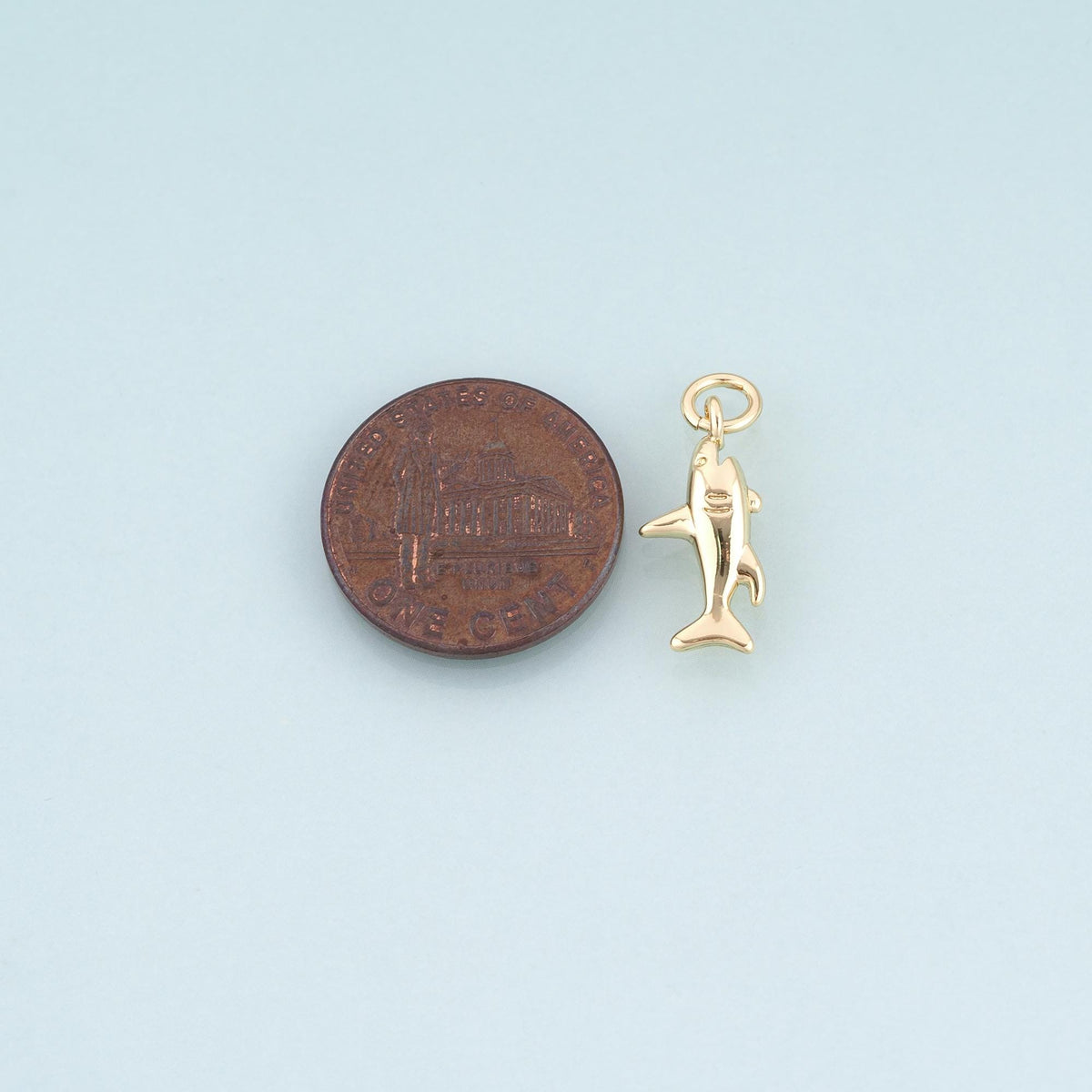 18K Gold Filled Shark Pendant,Marine Theme Charm Bracelet Necklace for DIY Jewelry Making Supply