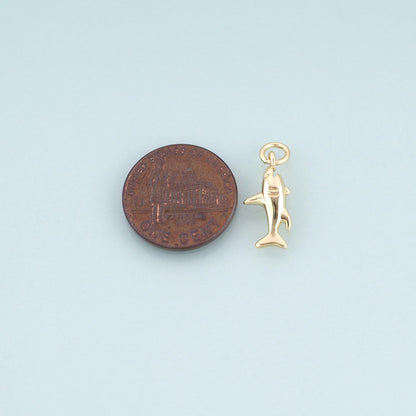 18K Gold Filled Shark Pendant,Marine Theme Charm Bracelet Necklace for DIY Jewelry Making Supply