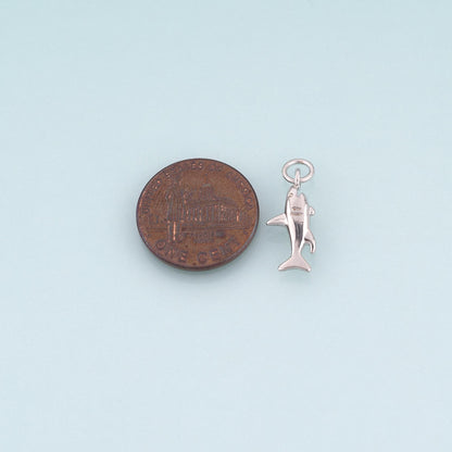 18K Gold Filled Shark Pendant,Marine Theme Charm Bracelet Necklace for DIY Jewelry Making Supply