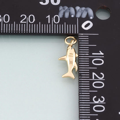 18K Gold Filled Shark Pendant,Marine Theme Charm Bracelet Necklace for DIY Jewelry Making Supply