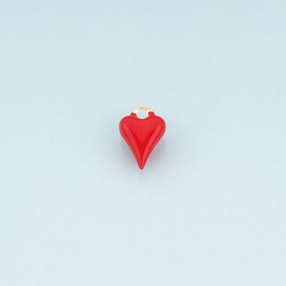 18K Gold Filled Enamel Heart Pendant,Couple Passionate Love Charm Bracelet Necklace for DIY Jewelry Making Supply