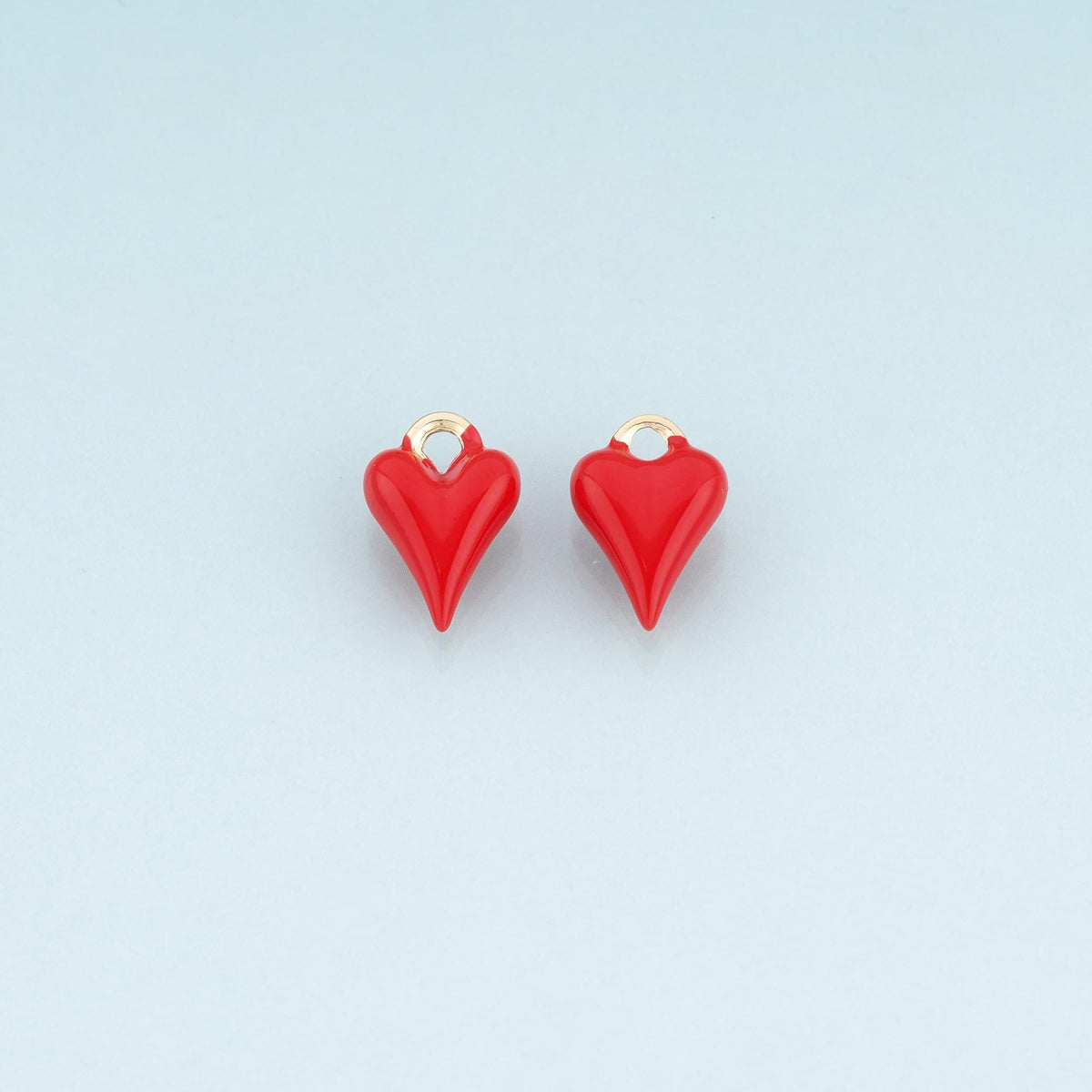 18K Gold Filled Enamel Heart Pendant,Couple Passionate Love Charm Bracelet Necklace for DIY Jewelry Making Supply