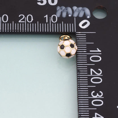 18K Gold Filled Enamel Football Pendant,Sports Competition Football Charm Bracelet Necklace for DIY Jewelry Making Supply