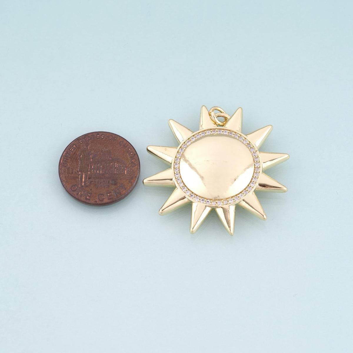 18K Gold Filled Sun Pendant,Bohemia Sun Charm Bracelet Necklace for DIY Jewelry Making Supply