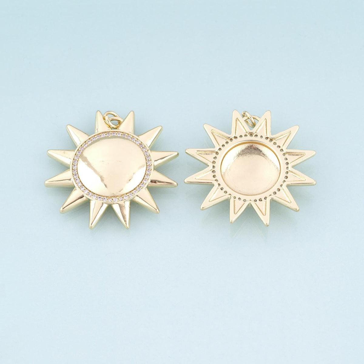 18K Gold Filled Sun Pendant,Bohemia Sun Charm Bracelet Necklace for DIY Jewelry Making Supply