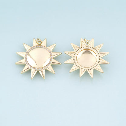 18K Gold Filled Sun Pendant,Bohemia Sun Charm Bracelet Necklace for DIY Jewelry Making Supply
