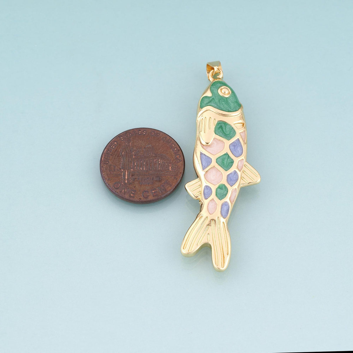 18K Gold Filled Enamel Koi Pendant,Koi Blessing Charm Bracelet Necklace for DIY Jewelry Making Supply