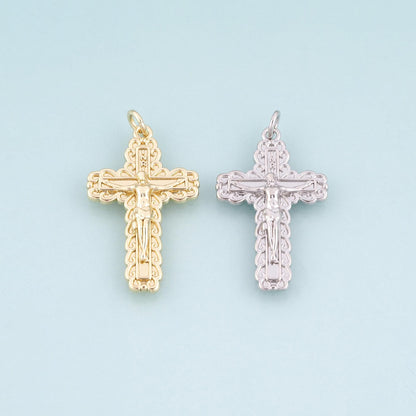 18K Gold Filled Cross Charm Pendant for Jewelry Making