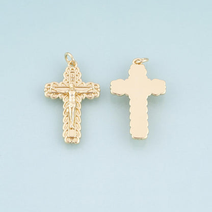 18K Gold Filled Cross Charm Pendant for Jewelry Making
