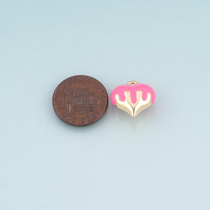 18K Gold Filled Enamel Heart Charm Pendant for Jewelry Making
