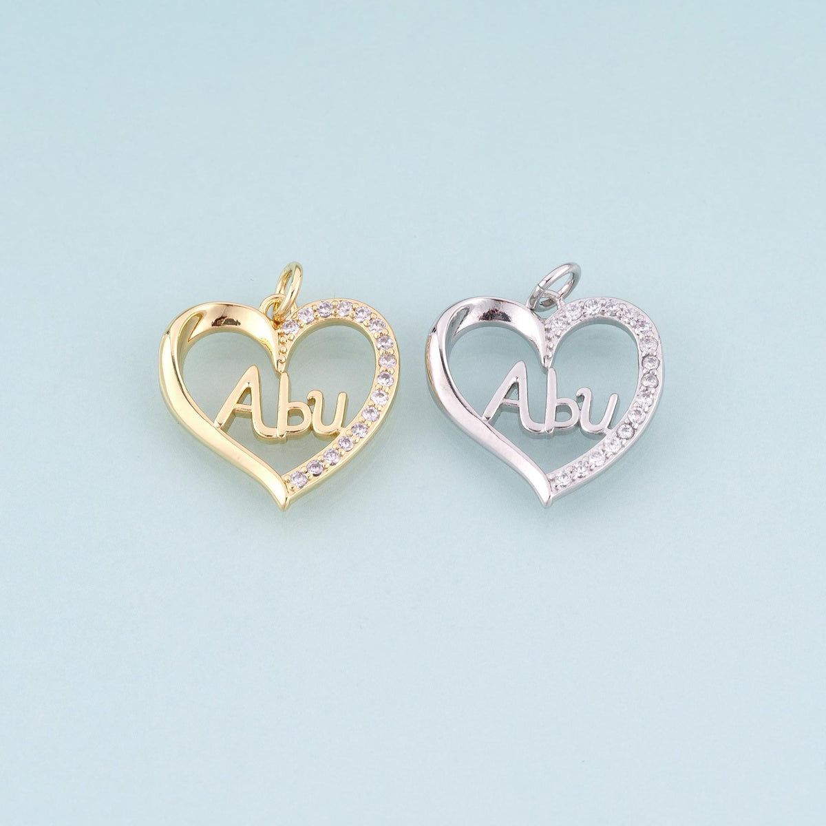 18K Gold Filled Heart CZ Charm Pendant for Jewelry Making
