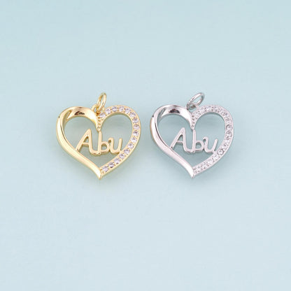 18K Gold Filled Heart CZ Charm Pendant for Jewelry Making