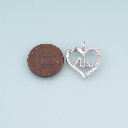 18K Gold Filled Heart CZ Charm Pendant for Jewelry Making