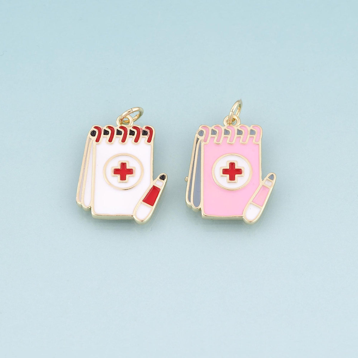 18K Gold Filled Hand Enamel Charm Pendant for Jewelry Making
