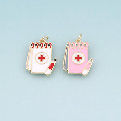 18K Gold Filled Hand Enamel Charm Pendant for Jewelry Making